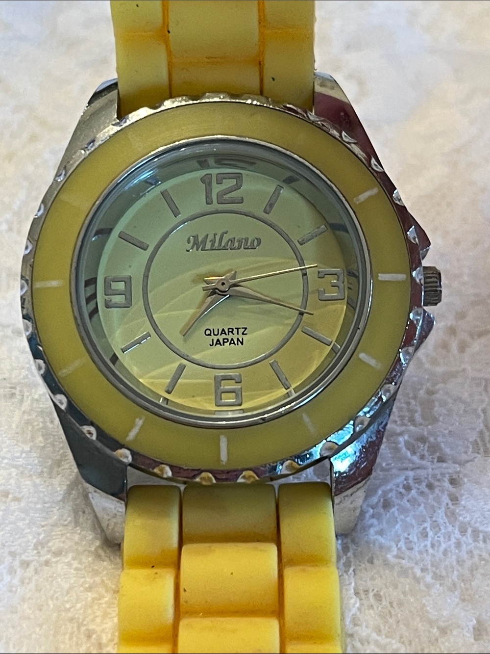 Milano Yellow Round Silicone Strap Watch